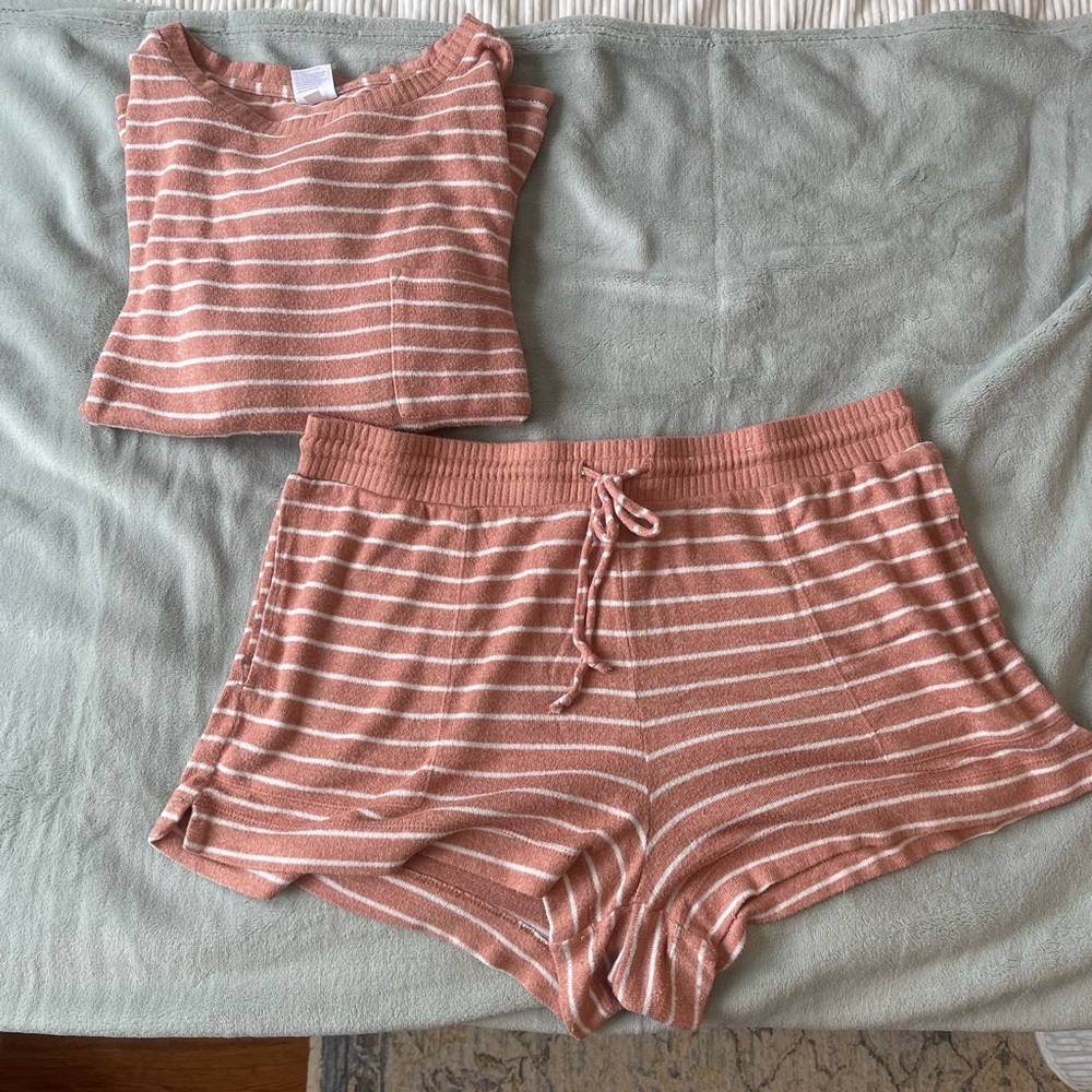 Stars Above Striped Pink and White Sleepwear Set